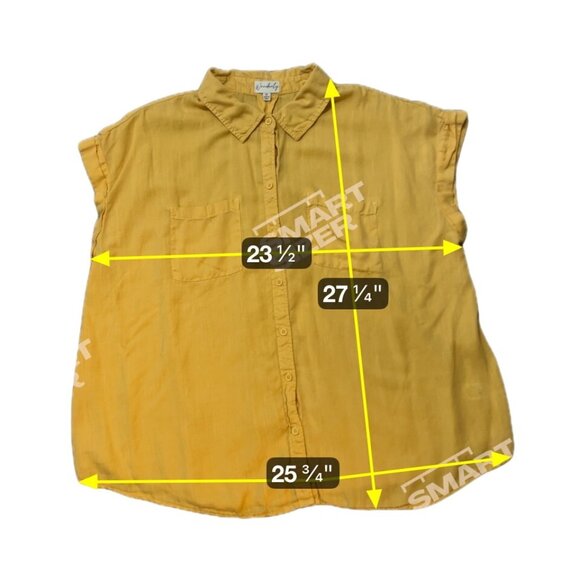 Wonderly Womens Mustard Yellow Button-Up Sleeveless Top Collar Pockets 1X 1809 - Picture 5 of 6